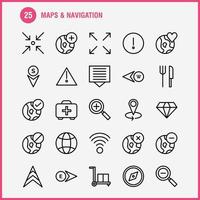 cartes et pack d'icônes de ligne de navigation pour les concepteurs et les développeurs vecteur