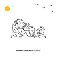 monument national du mont rushmore monde voyage illustration naturelle fond dans le style de ligne vecteur