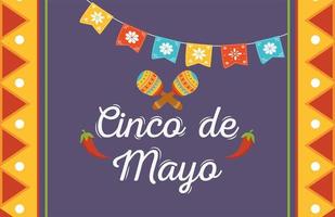 éléments mexicains pour bannière de célébration cinco de mayo vecteur