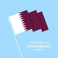 conception typographique de la fête de l'indépendance du qatar avec vecteur de drapeau