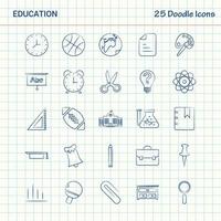 éducation 25 icônes doodle jeu d'icônes d'affaires dessinés à la main vecteur