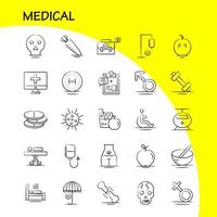 ensemble d'icônes médicales dessinées à la main pour l'infographie le kit uxui mobile et la conception d'impression incluent le système solaire espace soleil planètes recherche loupe collection infographie moderne logo et pictogra vecteur