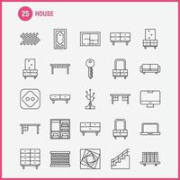 icône de ligne de maison pour l'impression web et le kit uxui mobile tel que les meubles de canapé canapé intérieur coffre tiroir meubles garder pictogramme pack vecteur