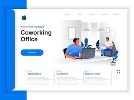 page de destination isométrique du bureau de coworking vecteur