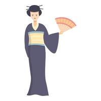 vecteur de dessin animé icône fleur geisha. fille du japon