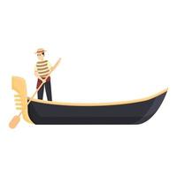 vecteur de dessin animé d'icône de gondolier de rivière. gondole de Venise