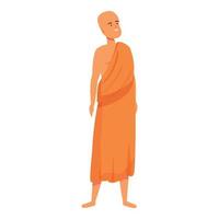 vecteur de dessin animé d'icône bouddhiste moine. méditation du prêtre