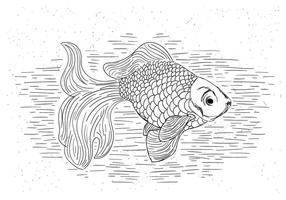 Illustration dessinée vecteur Goldfish main libre