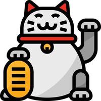 maneki neko argent japon japonais - icône de contour rempli vecteur