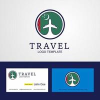 voyage turkménistan cercle créatif drapeau logo et conception de carte de visite vecteur
