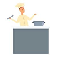 cuisinier vecteur de dessin animé d'icône de webinaire. cuisine en ligne