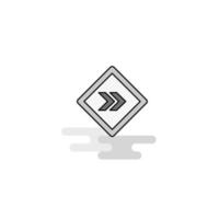 flèche droite panneau de signalisation icône web ligne plate remplie icône grise vecteur