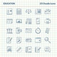 éducation 25 icônes doodle jeu d'icônes d'affaires dessinés à la main vecteur