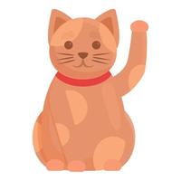 icône de chat porte-bonheur japonais, style cartoon vecteur