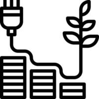 L'économie d'énergie de l'énergie de l'argent de l'écologie - l'icône Contour vecteur