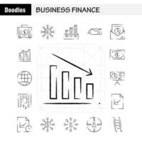 business finance pack d'icônes dessinées à la main pour les concepteurs et les développeurs icônes de sac porte-documents business fashion finance business eye mission vecteur