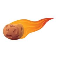 icône de flamme de feu d'astéroïde, style cartoon vecteur