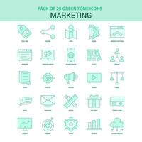 25 jeu d'icônes de marketing vert vecteur