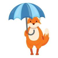 icône de parapluie de pluie de renard, style cartoon vecteur