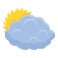 soleil derrière l'icône de nuage, style cartoon vecteur