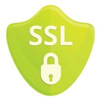 icône de certificat https ssl, style cartoon vecteur