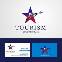 voyage haïti drapeau créatif star logo et conception de carte de visite vecteur