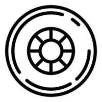 icône de roue de planche à roulettes en caoutchouc, style de contour vecteur