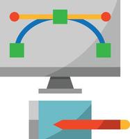 ordinateur de moniteur créatif de conception graphique - icône plate vecteur