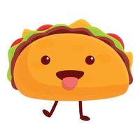 icône taco mignon, style cartoon vecteur