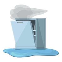 vecteur de dessin animé d'icône d'appareil de lave-vaisselle qui fuit. service de plombier