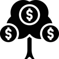 Croissance de l'investissement des bénéfices de l'argent de l'arbre - icône solide vecteur