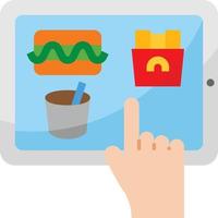 commande de tablette livraison de nourriture en ligne - icône plate vecteur