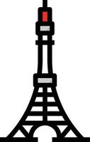 tokyo tower japon japaneses repère - icône de contour rempli vecteur