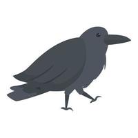 vecteur de dessin animé d'icône de corbeau marchant. tatouage plume