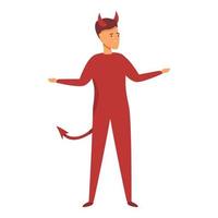 diable garçon costume icône vecteur de dessin animé. enfant mignon