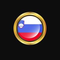 drapeau slovénie bouton doré vecteur