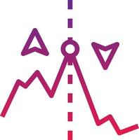 marché boursier vers le bas de l'investissement - icône de gradient vecteur