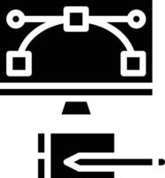 ordinateur de moniteur créatif de conception graphique - icône solide vecteur