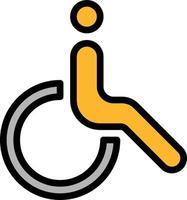 Fauteuil roulant pour personne handicapée - icône de contour rempli vecteur