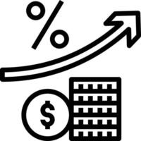 taux d'intérêt profit revenu passif - icône de contour vecteur