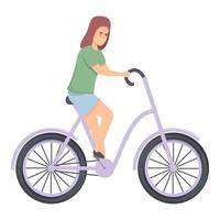 fille sur le vecteur de dessin animé d'icône de vélo. enfant actif
