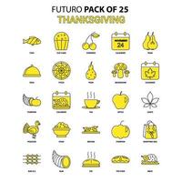 action de grâces jeu d'icônes jaune futuro dernier pack d'icônes de conception vecteur