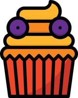 cup cake dessert decoration kid halloween - icône de contour rempli vecteur