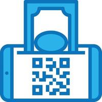 paiement mobile paiement par code qr cash banking - icône bleue vecteur