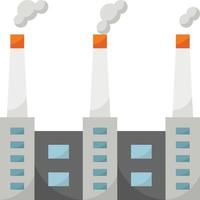 bâtiment de production de fumée de pollution d'usine - icône plate vecteur
