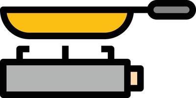 poêle faire bouillir la cuisine de cuisson au gaz - icône de contour rempli vecteur