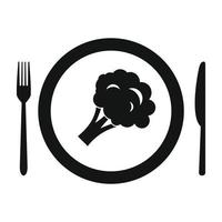 assiette avec morceau d'icône de brocoli vecteur