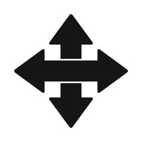 croix flèches noir simple icône vecteur