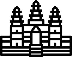 angkor wat, cambodge, monument, siem, récolter, bâtiment, -, contour, icône vecteur