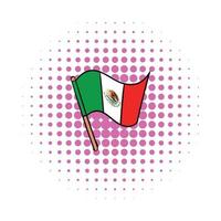 drapeau du mexique, icône de style bande dessinée vecteur